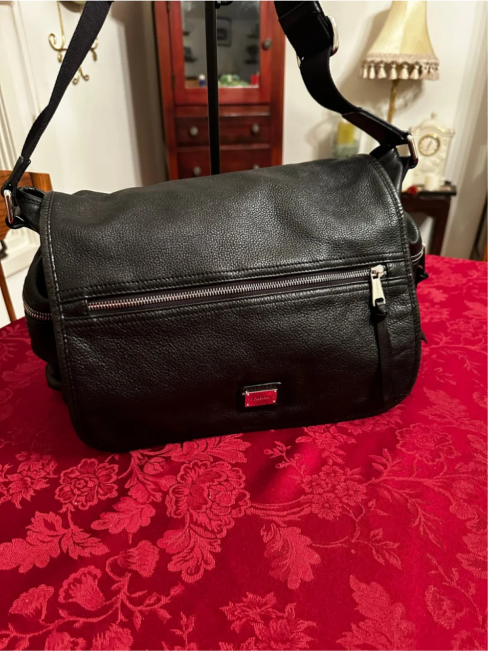 Dolce & Gabbana Black Leather Crossbody Messenger Bag w/ Silver Hardware